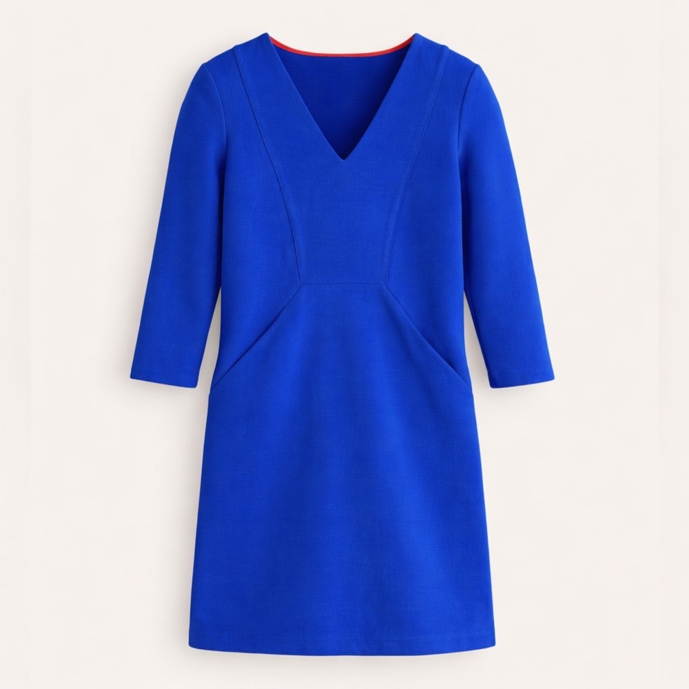 Boden Royal Blue Long Sleeve V-Neck Dress